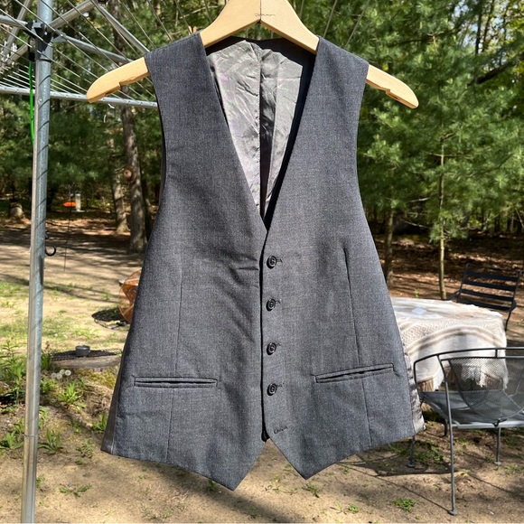 Gray Pinstripe Waistcoat Vest - Picture 2 of 6